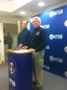 NTSB member Earl Weener addresses the media in the days after the Metro-North collision in Bridgeport.  The NTSB has cancelled an upcoming investigative hearing as a result of the government shutdown. 