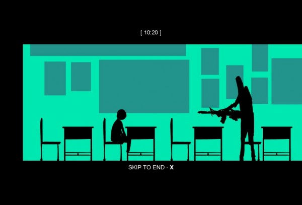 This screen capture was taken from an online game that simulates Adam Lanza's movements at Sandy Hook Elementary School, where he murdered 20 children and six educators on Dec. 14, 2012.