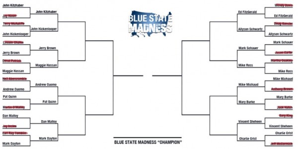 The Republican Governors Association is putting its own spin on March Madness by filling out a bracket with governors from 32 blue states, including Connecticut. 