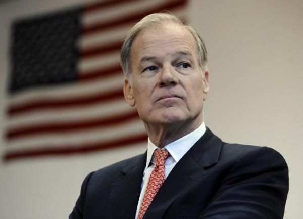 Tom Foley listens to a question from the media during a news conference to announce he is running for governor, Wednesday, Jan. 29, 2014, in Waterbury, Conn. (AP Photo/Jessica Hill)