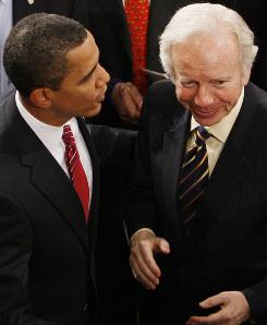 Former Sen. Joe Lieberman, shown with President Barack Obama (AP).