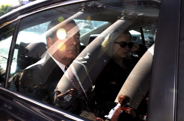 Former Gov. John G. Rowland leaves the Federal Courthouse after his trial in New Haven, Conn., on Friday Sept. 19, 2014. Rowland was found guilty on all seven federal counts of violating campaign laws.