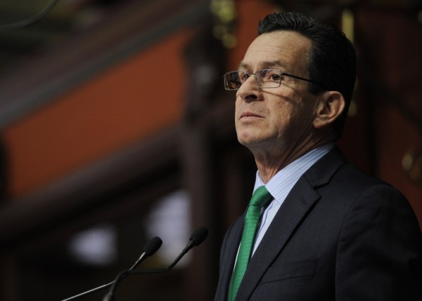 Connecticut Gov. Dannel P. Malloy delivers his budget address to the senate and house inside the Hall of the House at the State Capitol, Wednesday, Feb. 18, 2015, in Hartford, Conn. While acknowledging the state's economy continues to recover, Malloy told a joint session of the General Assembly that "significant investment" is still needed to improve highways, bridges and rail over the next three decades to improve economic development and quality of life.