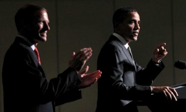 President Barack Obama, right, with then-U.S. Senate candidate Richard Blumenthal, left, during a fundraiser in Stamford, Conn., Thursday, Sept. 16, 2010. Photo: Pablo Martinez Monsivais, AP Photo/Pablo Martinez Monsivais 