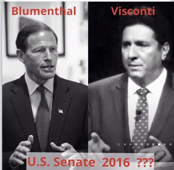 U.S. Sen. Richard Blumenthal, D-Conn., left, and Joe Visconti, a former petitioning candidate for governor, as seen in this contributed graphic from Visconti. 