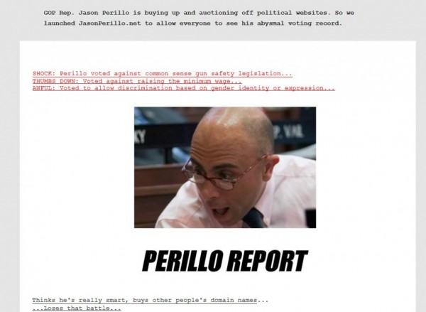 State Rep. Jason Perillo, R-Shelton, is the target of a parody website created by the state Democratic Party, shown in this screen capture taken Monday, Feb. 22, 2016. 